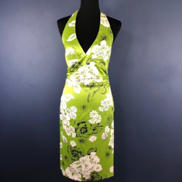 Donna Ricco Dresses & Skirts - DONNA RICCO NY Green Floral Halter Cocktail Dress